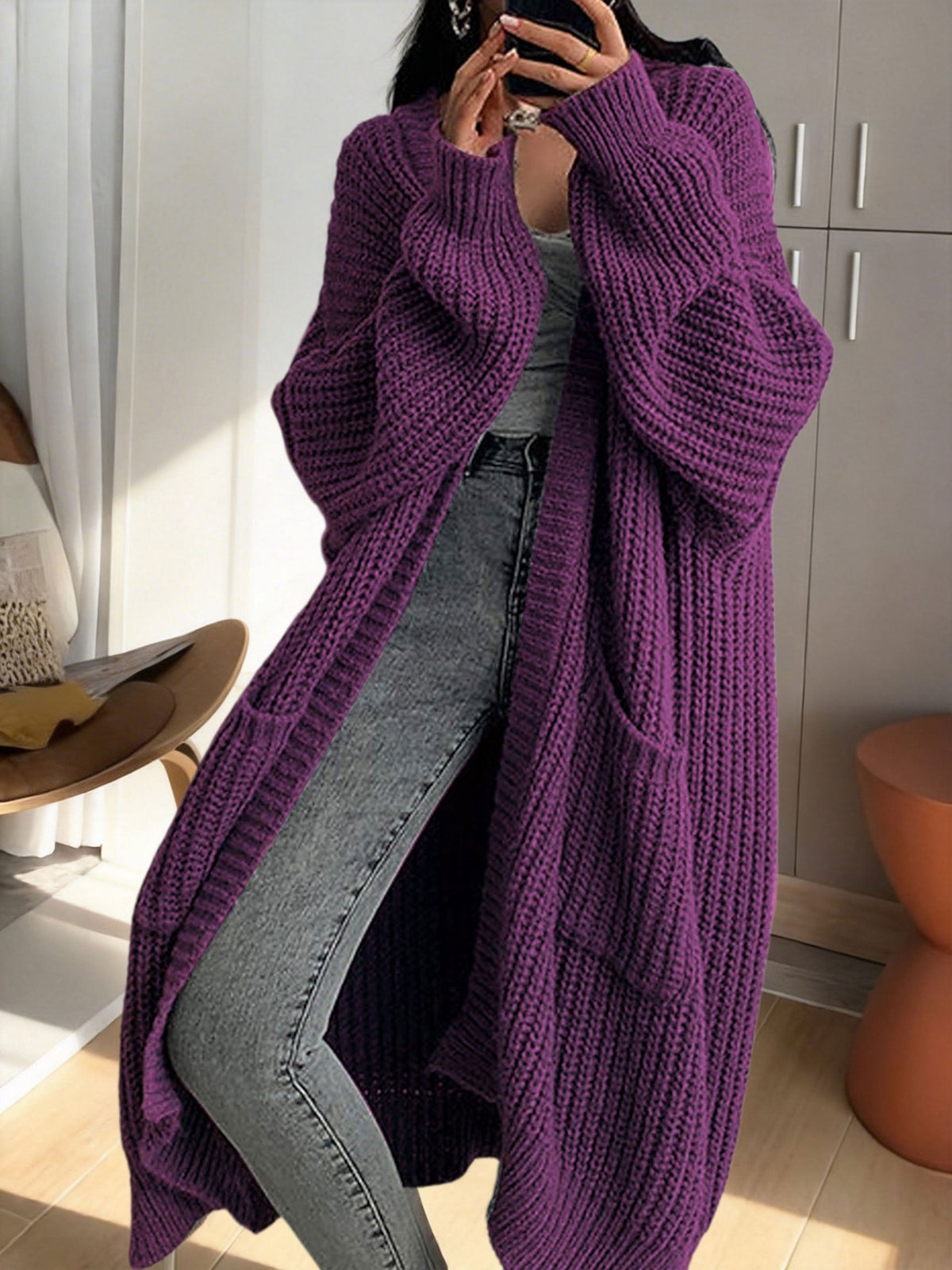 Noelle | Oversized Longline Duster Pockets Cardigan
