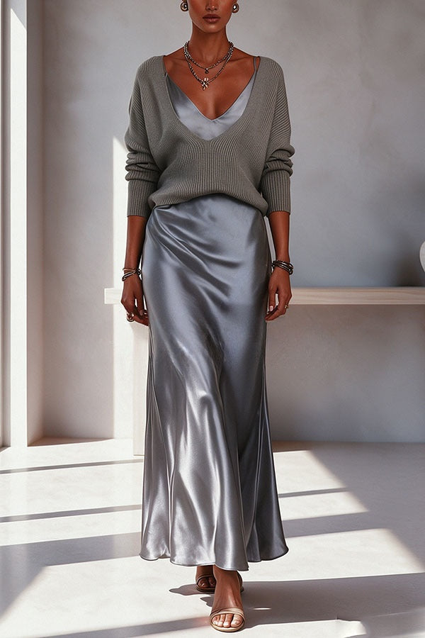 Velma | Sweater with Satin Dress Set