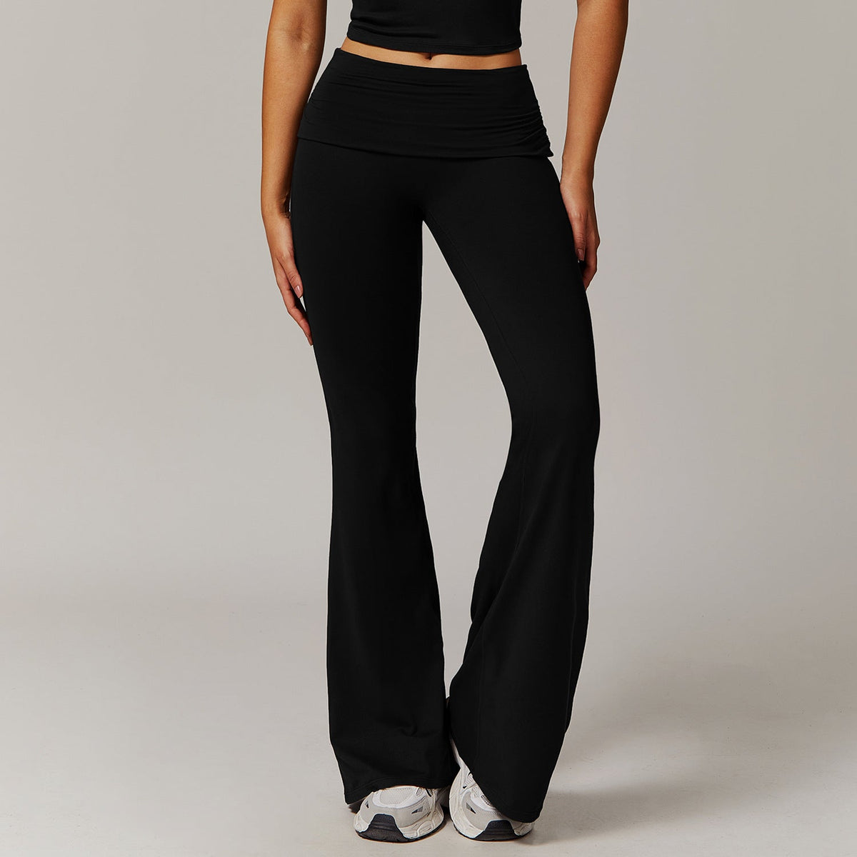 Women's Fold-Over Waist Flared Trousers