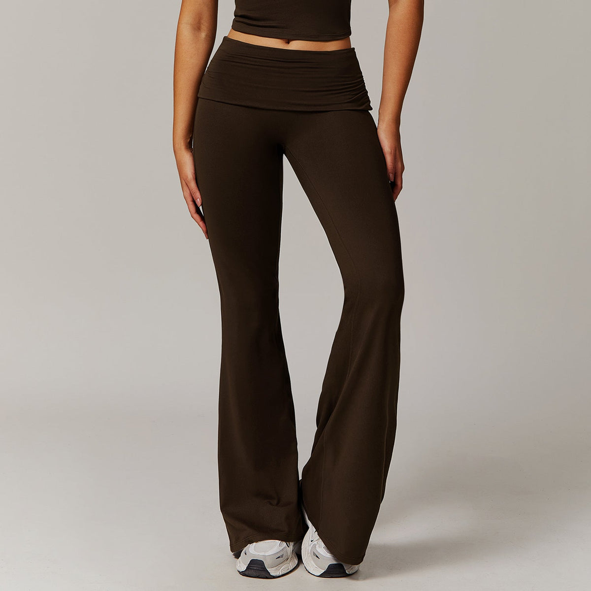 Women's Fold-Over Waist Flared Trousers