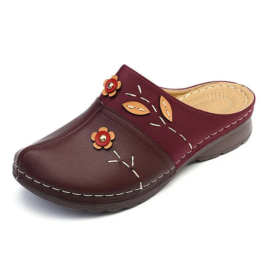 Liubov | Floral Appliqué Slip-On Clogs