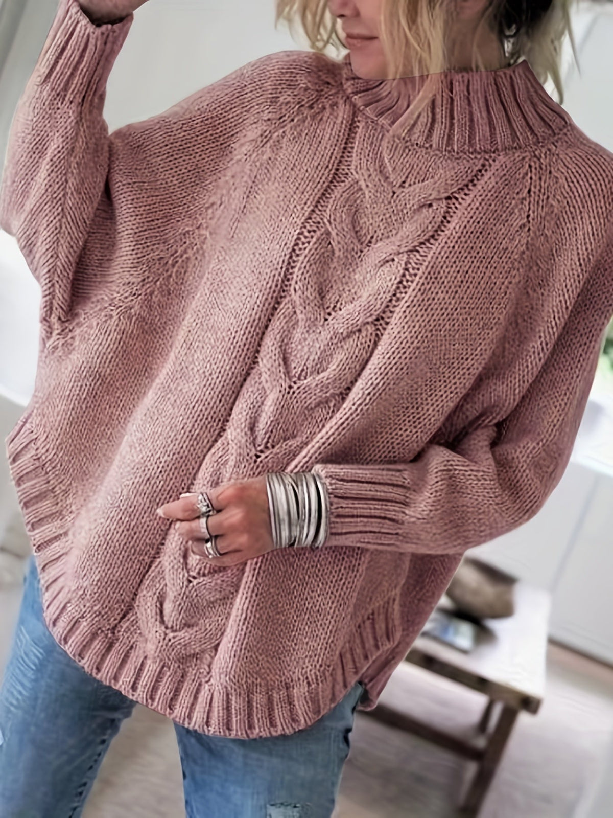 Gwendolyn | Cable Knit High Neck Winter Turtleneck Sweater