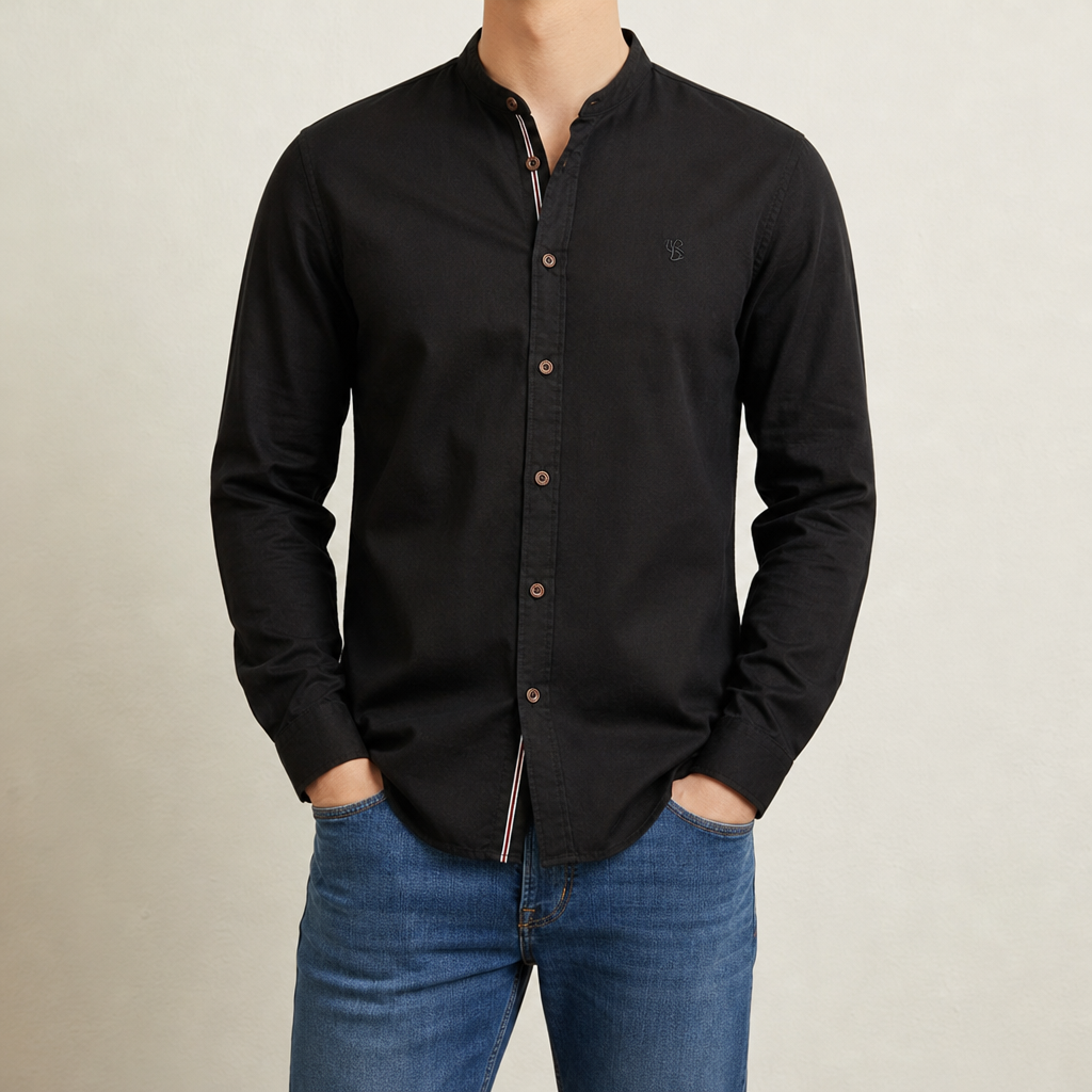 Naxos Band Collar Cotton Shirt