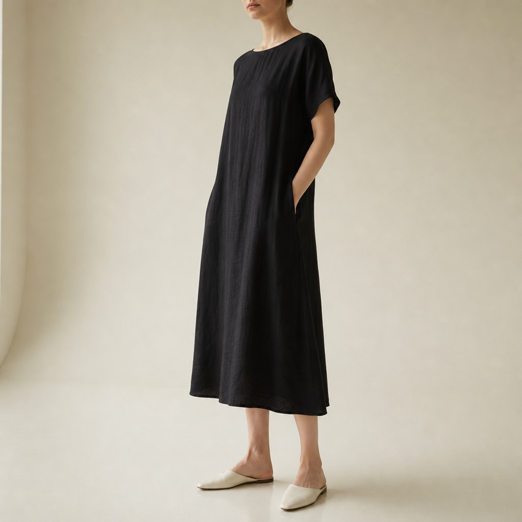 Kalymnos Loose Linen Midi Dress