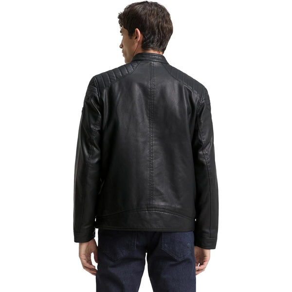Men’s Quilted-Shoulder Faux-Leather Moto Jacket – Clean Stand-Neck Zip Layer with Structured Panel Detailing for Autumn Commuting Weekend Travel Smart Casual Evenings and Everyday City Wear