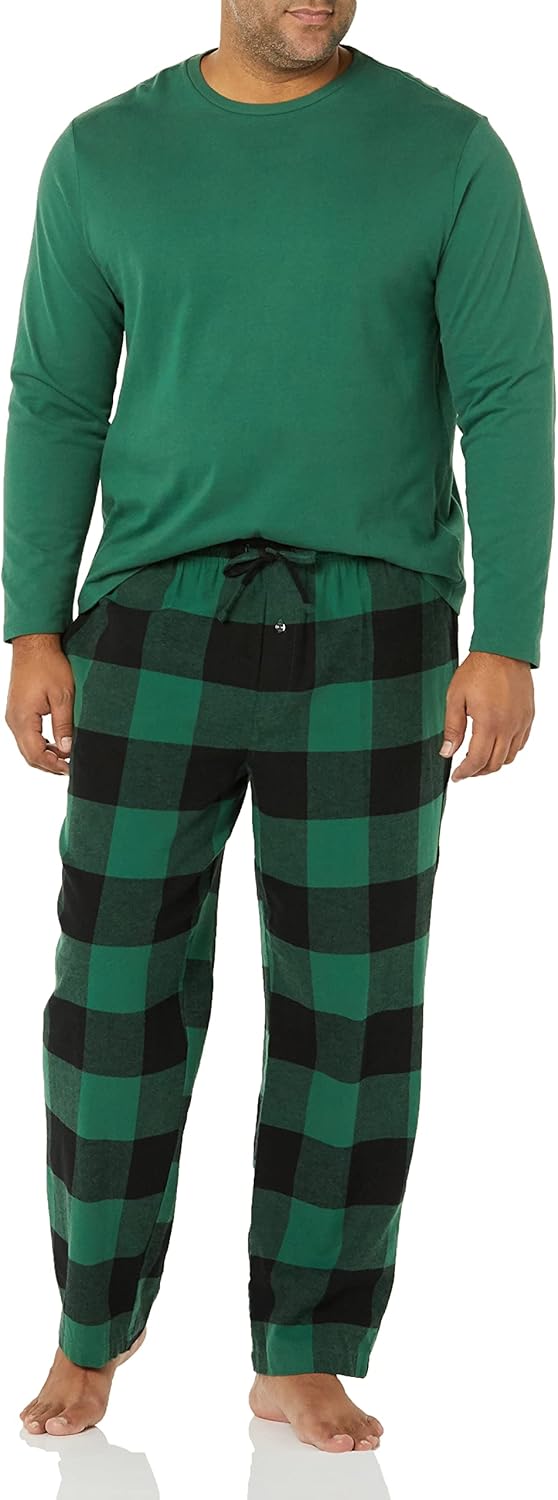 Men's Soft Flannel Pyjama Set | Long Sleeve Top & Bottoms