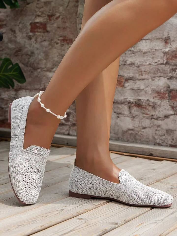 Women's Embellished Ballet Flats with Pearl Ankle Strap
