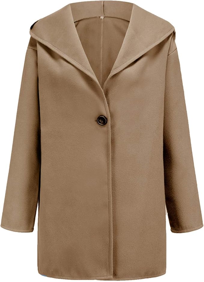 Women’s Relaxed Single-Button Blazer with Oversized Draped Lapels – Elegant Short Tailored Jacket for Smart Casual and Office Wear