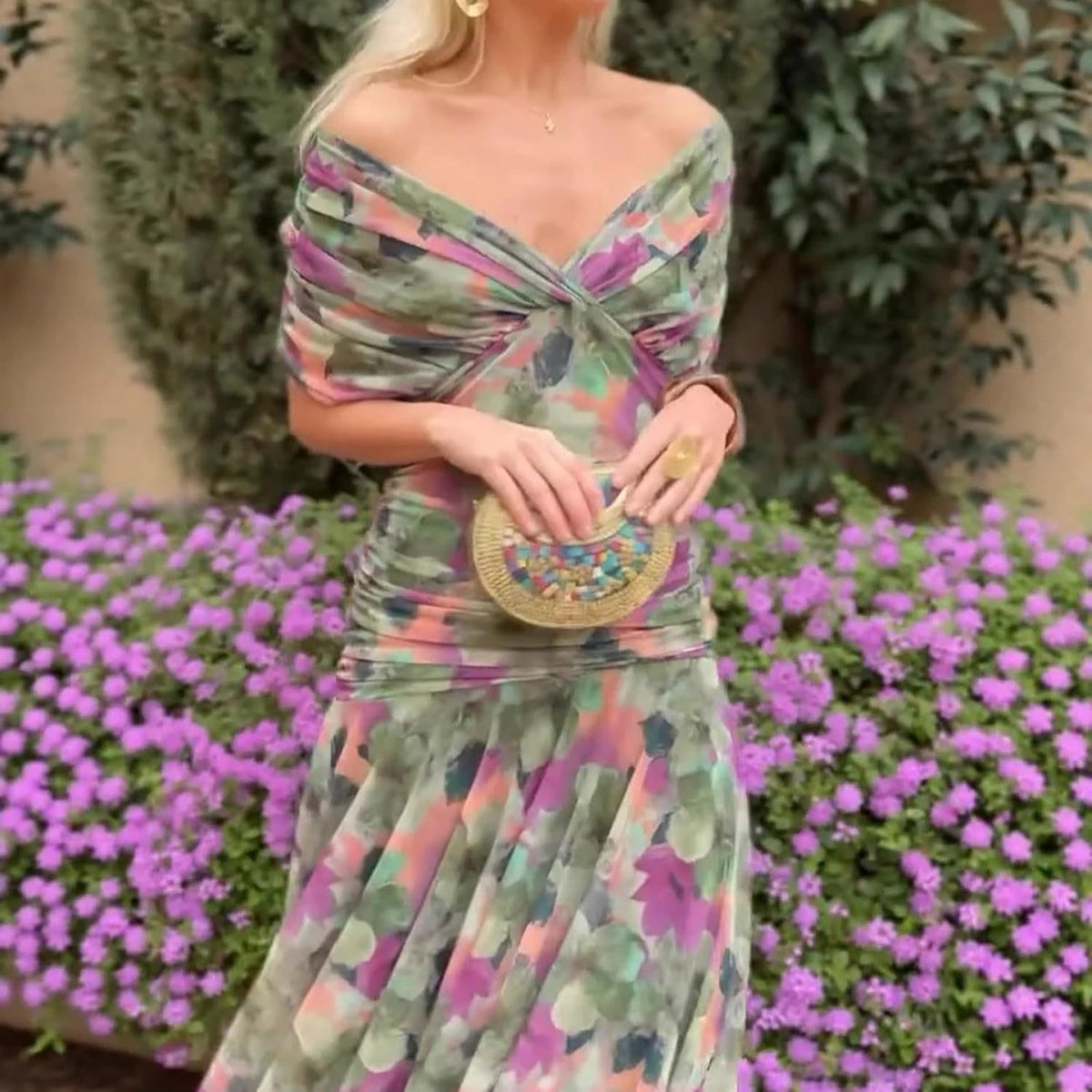 Women's Off-Shoulder Floral Maxi Dress
