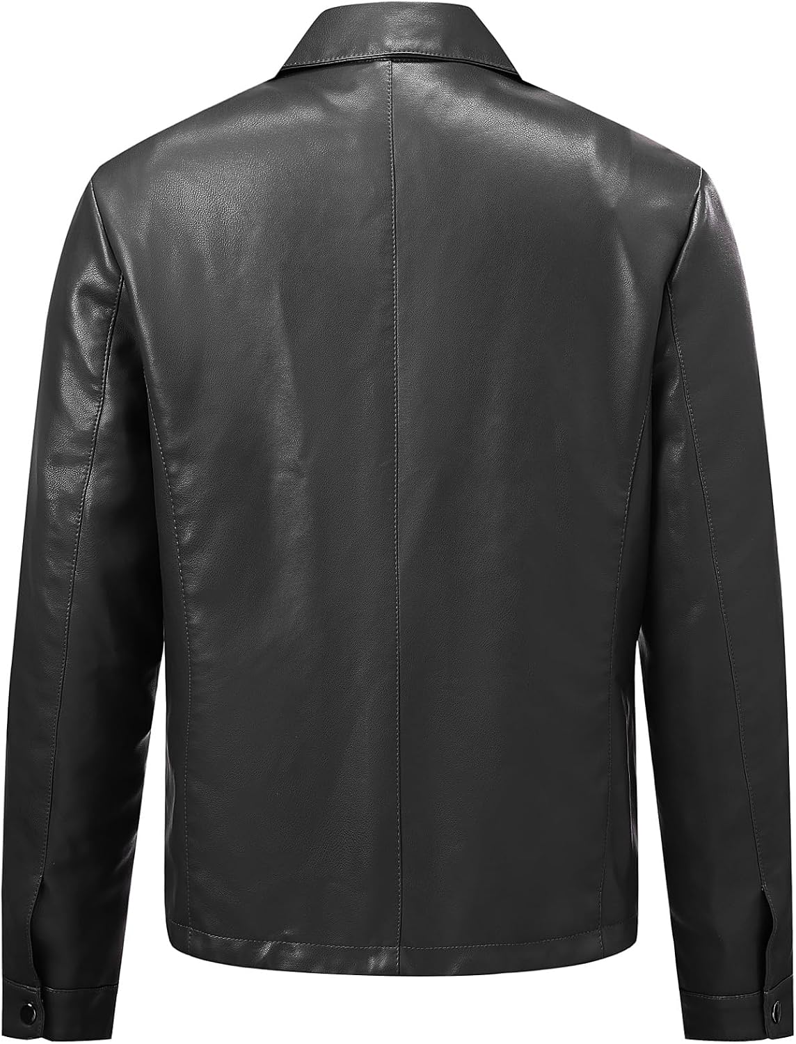 Men’s Clean-Cut Collared Leather Jacket – Regular-Fit Zip-Front Transitional Outerwear for Business Casual Office Travel Weekend Evenings and Refined Everyday City Styling