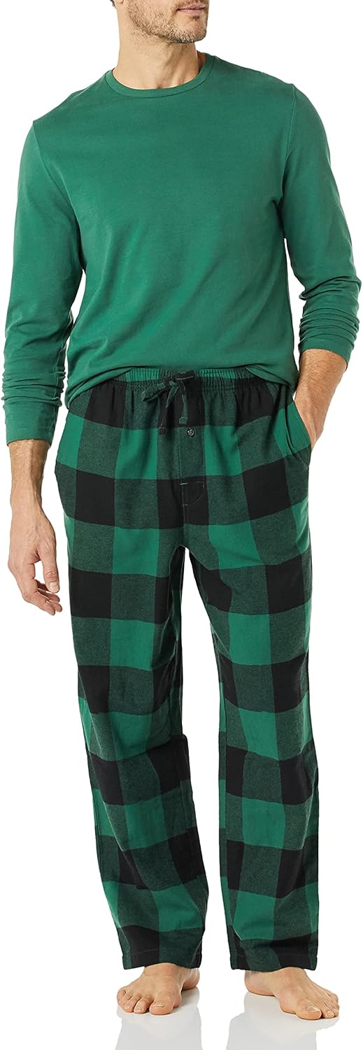 Men's Soft Flannel Pyjama Set | Long Sleeve Top & Bottoms