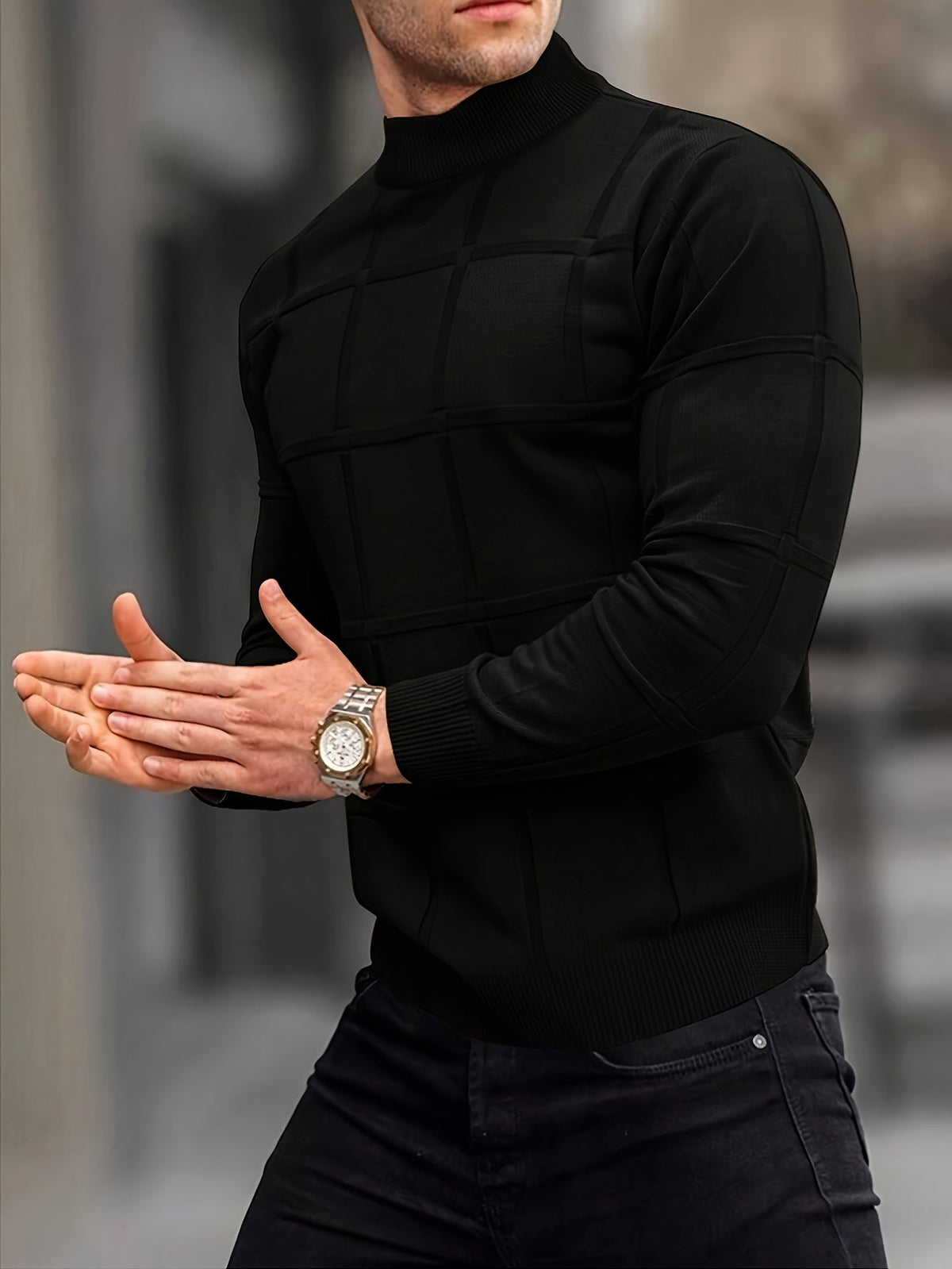 Men's Cotton Roll Neck Knit Jumper