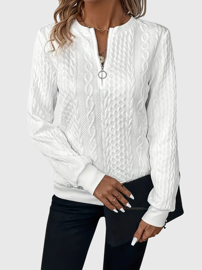 Casimira | Cable Knit Quarter-Zip Sweater