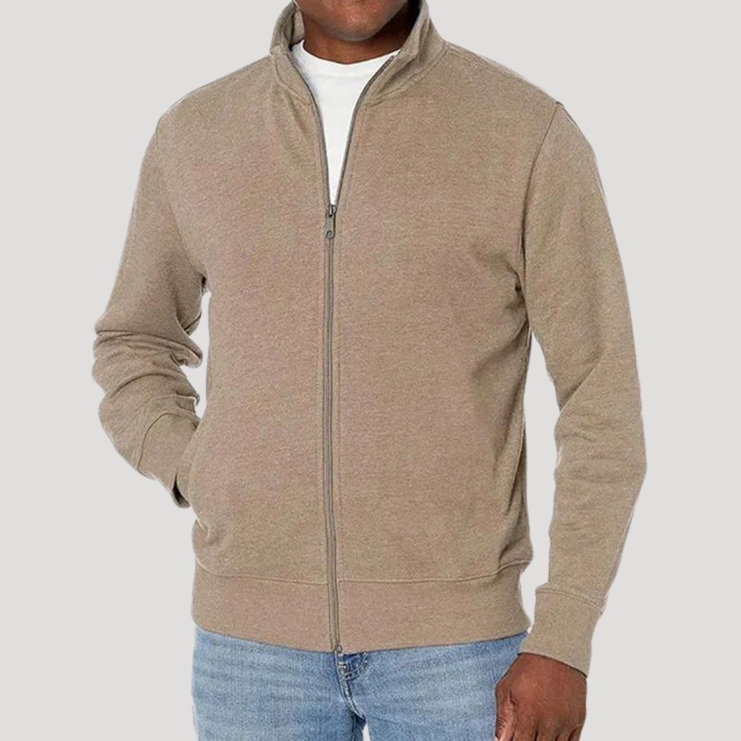 ZIP FRONT STAND COLLAR JACKET FOR MEN