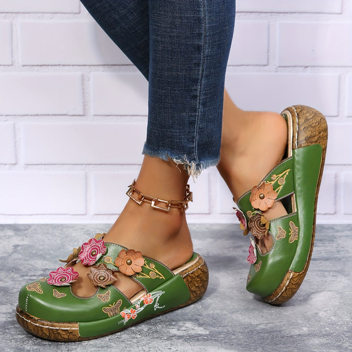 Sorina | Floral Cutout Print Clogs