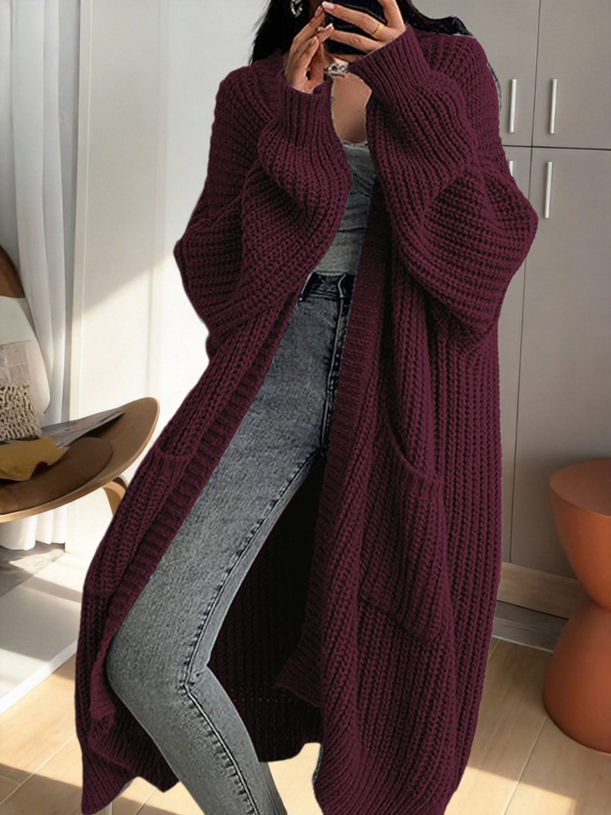 Noelle | Oversized Longline Duster Pockets Cardigan
