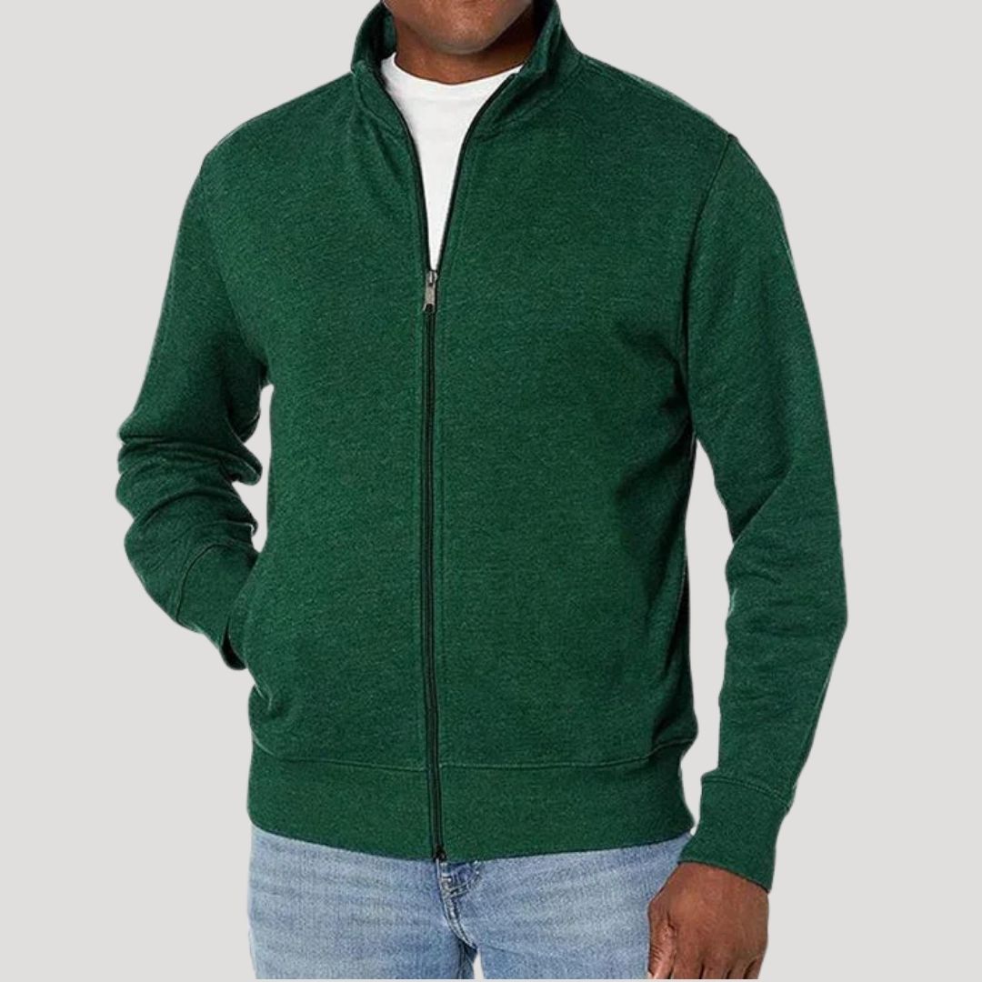 ZIP FRONT STAND COLLAR JACKET FOR MEN