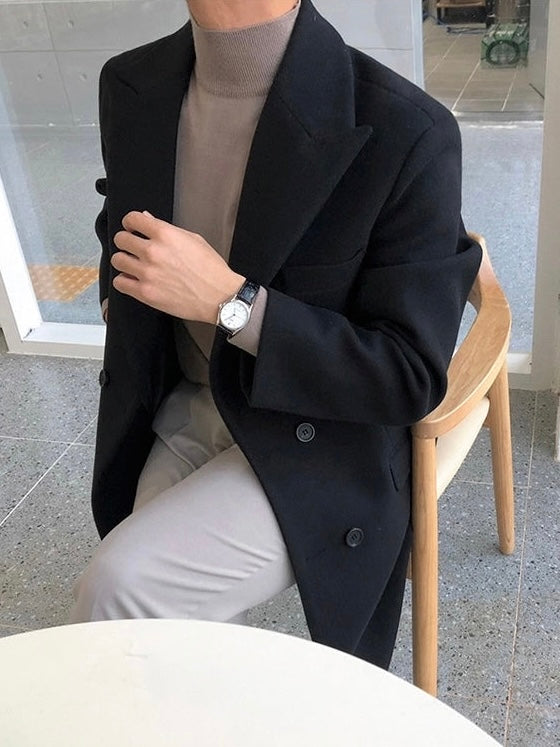 Men's Double-Breasted Overcoat | Tailored Wool Blend Coat