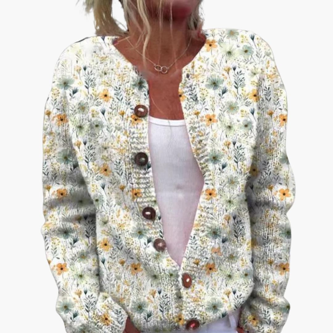 Addison | Floral Ribbed Hem Cardigan