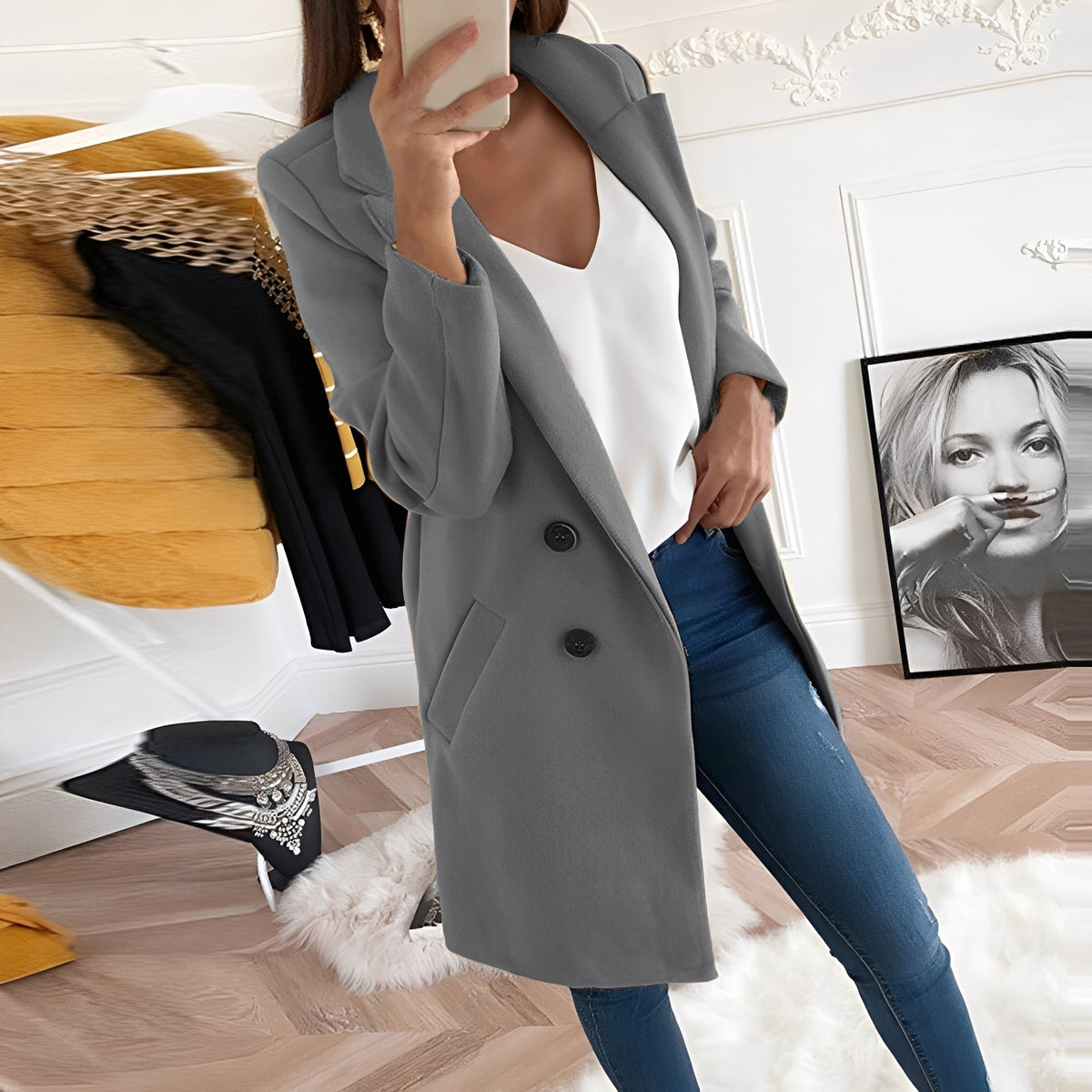 Chantal - Stylish long winter coat women