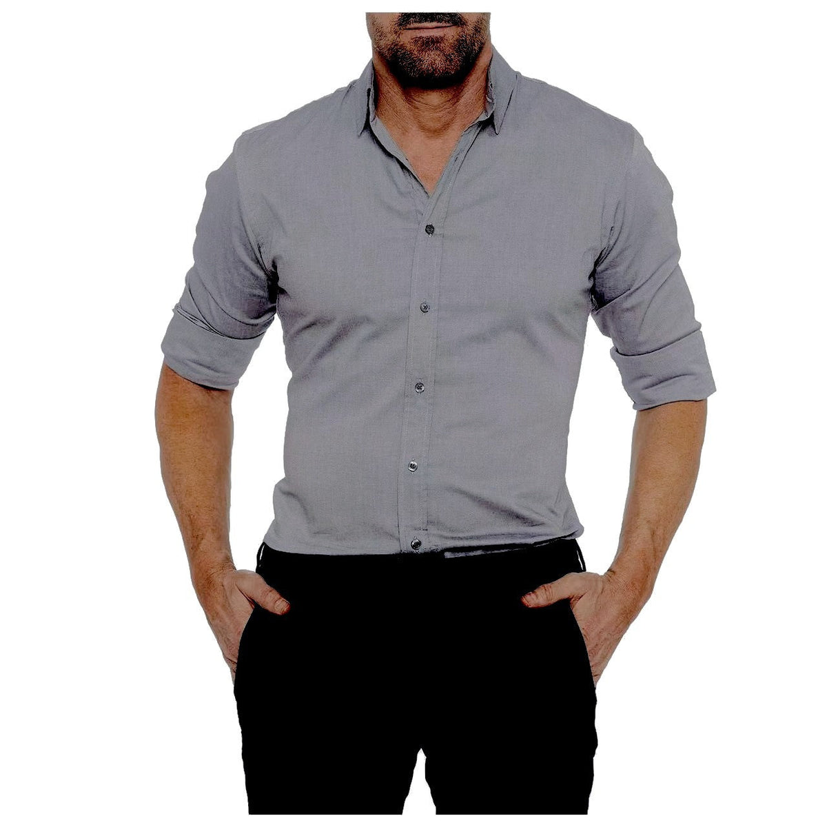Men's Oxford Cotton Shirt – Hidden Zipper Button-Front