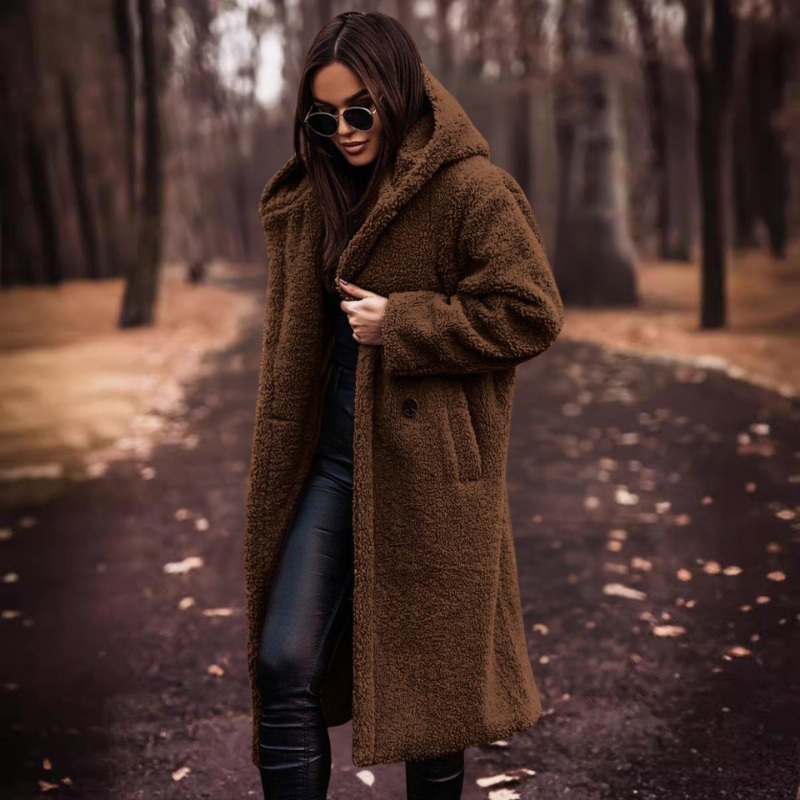 Women's Long Hooded Teddy Coat