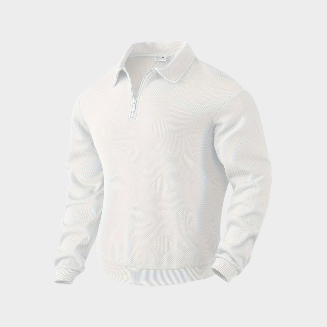 Men's Half-Zip Sweatshirt | Textured Knit Polo Collar