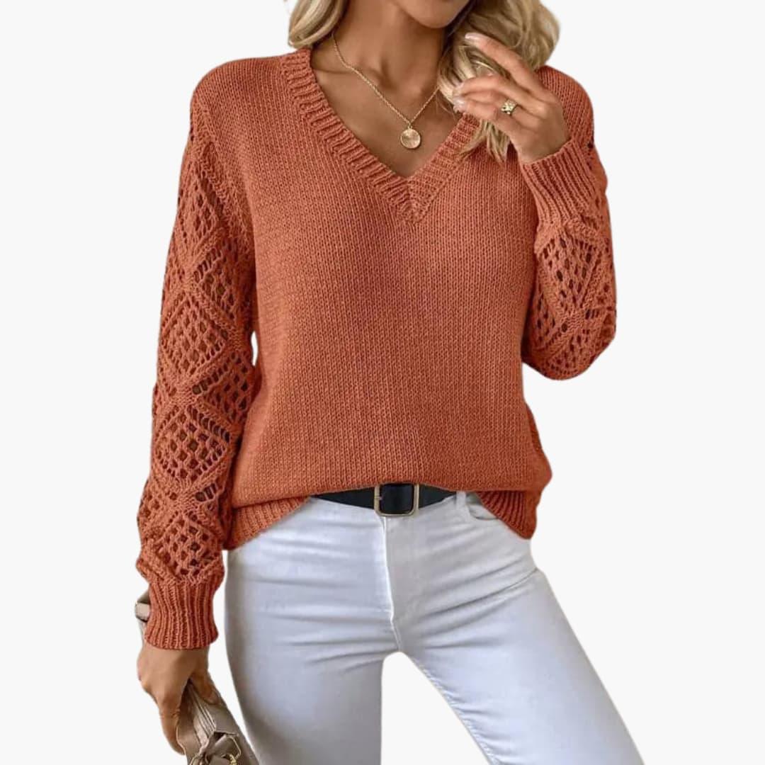 Zinnia | Crochet Sleeve Details Sweater