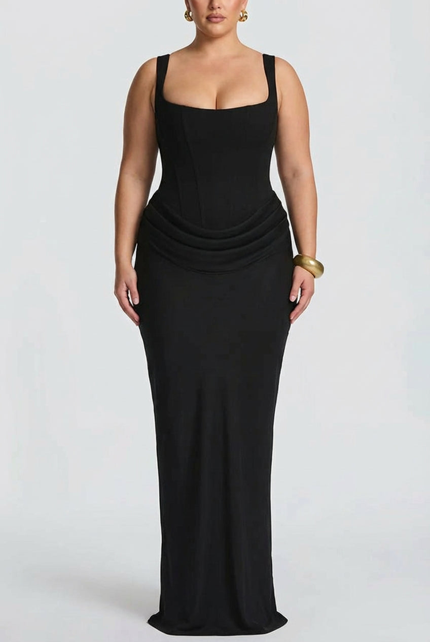 Women’s Square Neck Ruched Maxi Dress