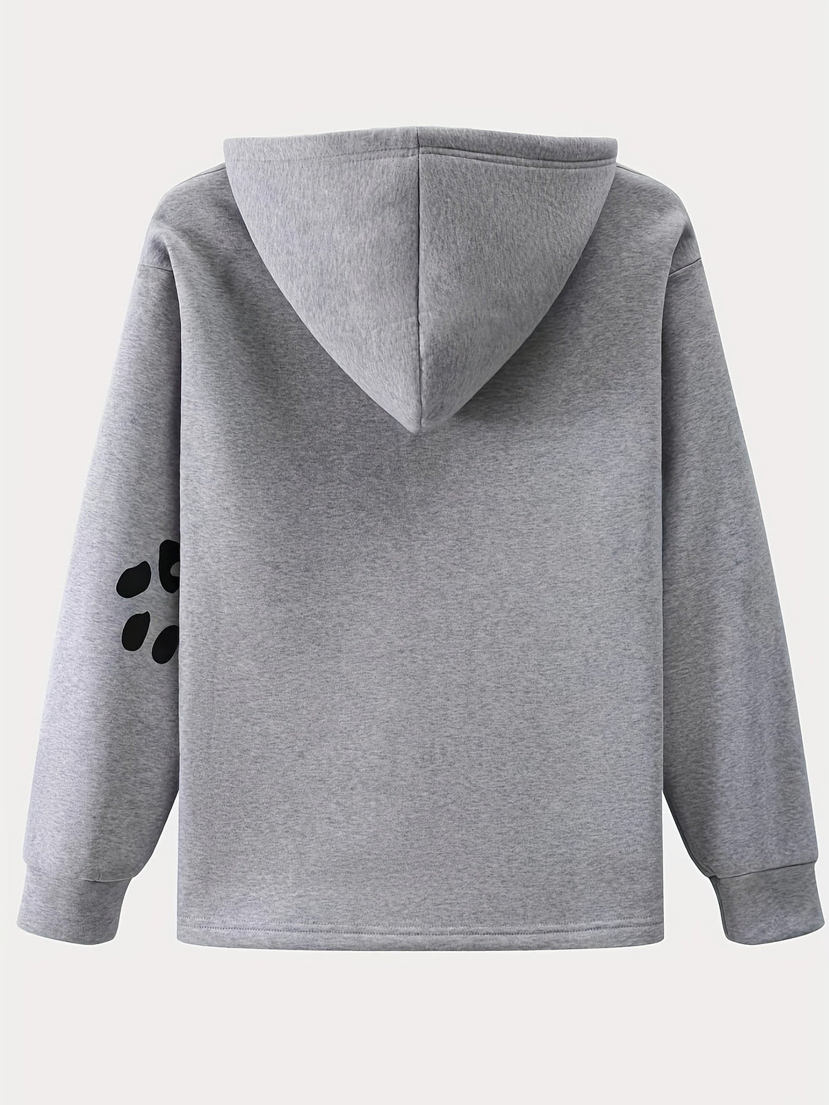 Women's Relaxed Fit Dog Heart Print Pullover Hoodie with Paw Print Sleeve Detail – Soft Long Sleeve Hooded Sweatshirt with Adjustable Drawstrings for Comfortable Casual Everyday Wear and Dog Lovers