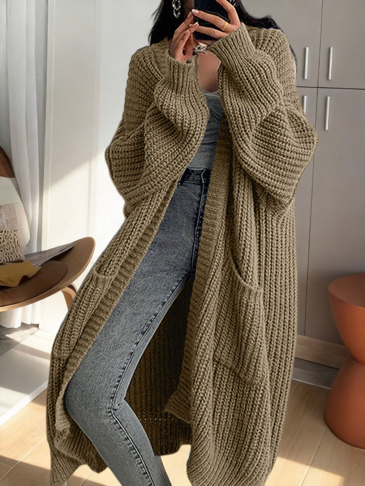Noelle | Oversized Longline Duster Pockets Cardigan