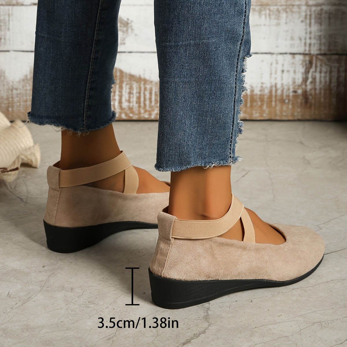 Women's Mary Jane Ballet Flats with Elastic Crossover Straps