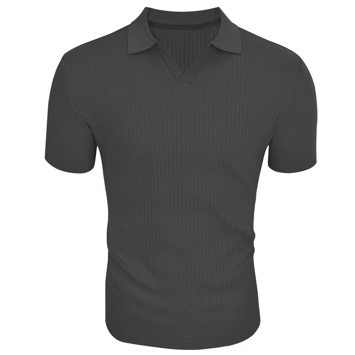 Men's Textured Polo Shirt | Short Sleeve Fitted Knit Top