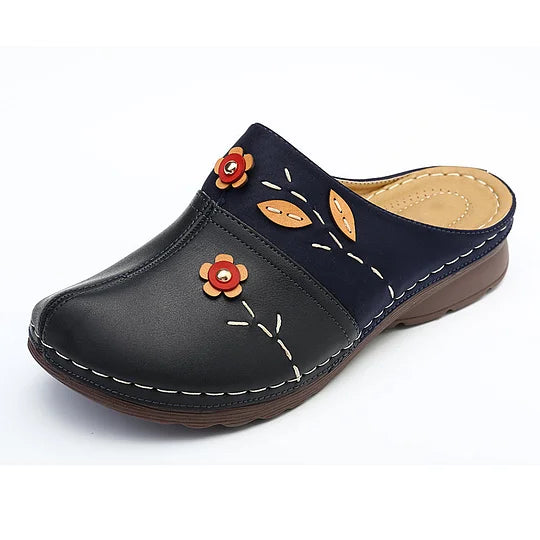 Liubov | Floral Appliqué Slip-On Clogs