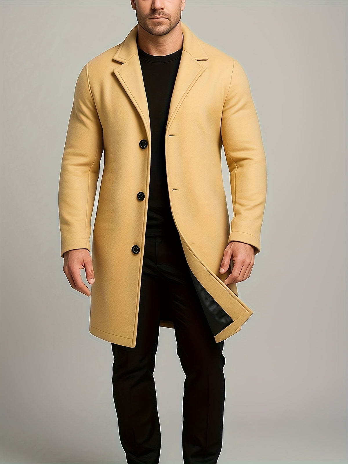MID LENGTH TWEED OVERCOAT FOR MEN