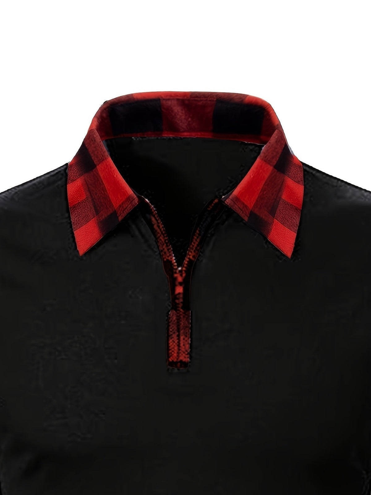 Men's Half-Zip Checked Shirt | Contrast Sleeve Design