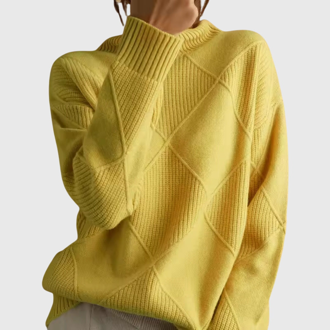 Wrenna | Roll Neck Diagonal Seam Detail Turtleneck Sweater
