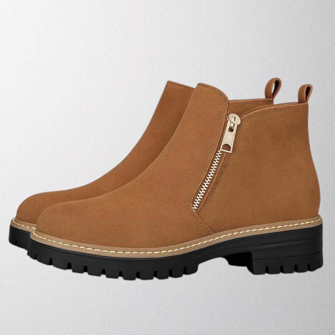 Griet | Side Zipper Closure Rounded Toe Ankle Boots