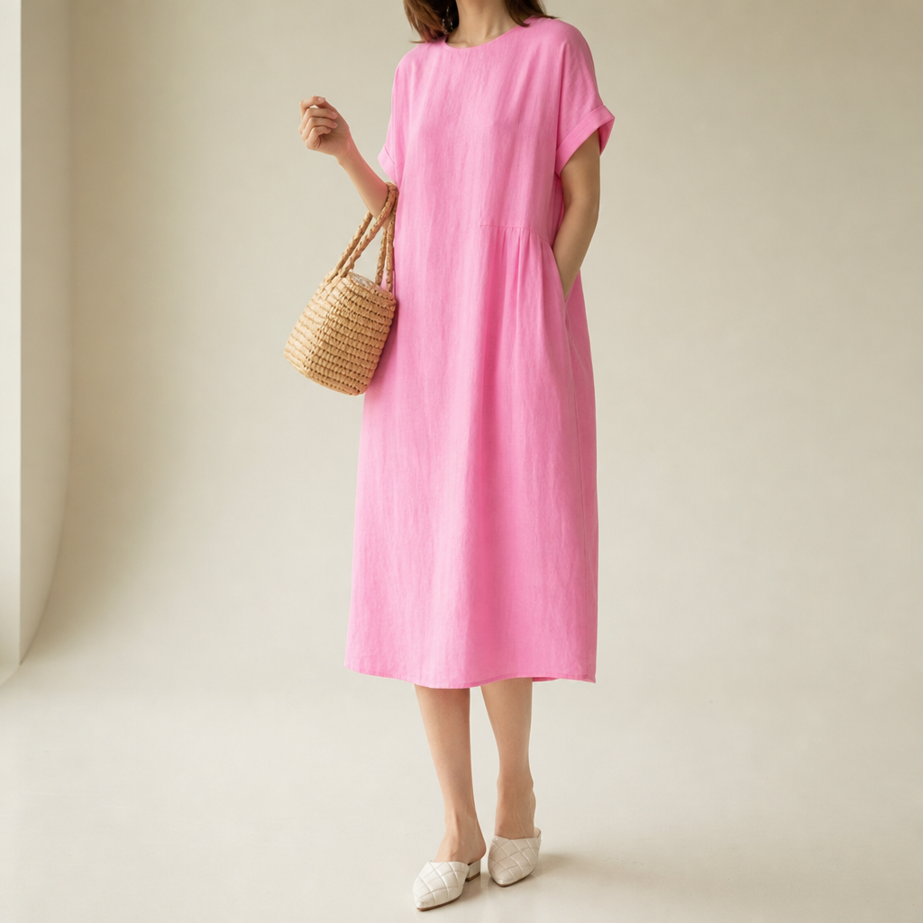 Kalymnos Loose Linen Midi Dress