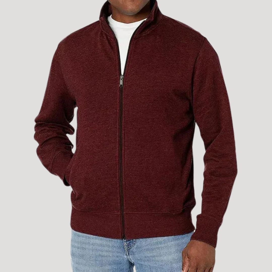 ZIP FRONT STAND COLLAR JACKET FOR MEN