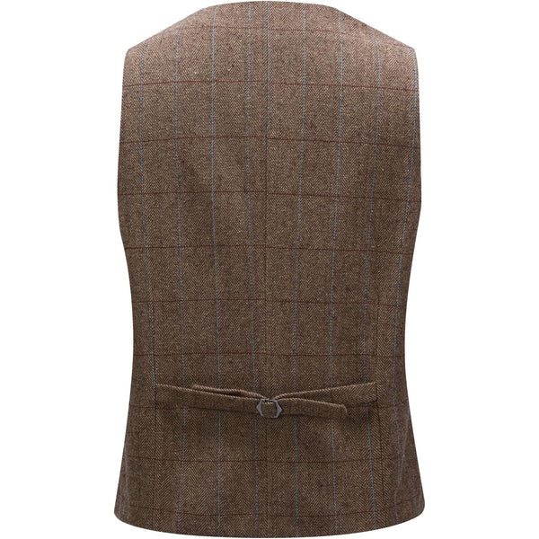 Men’s Vintage Herringbone Tweed Waistcoat – Tailored V-Neck Suit Vest with Notched Lapels for Weddings Business and Retro Styling