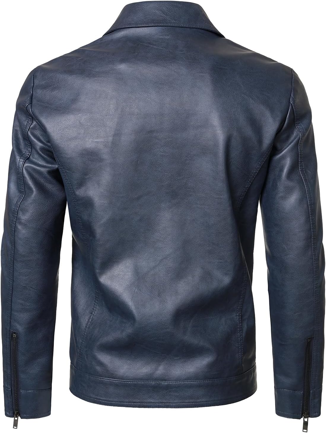Men’s Lightweight Faux Leather Biker Jacket – Classic Zip-Up Motorcycle Style with Chest Pockets for Casual Everyday Wear