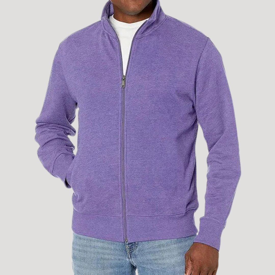 ZIP FRONT STAND COLLAR JACKET FOR MEN