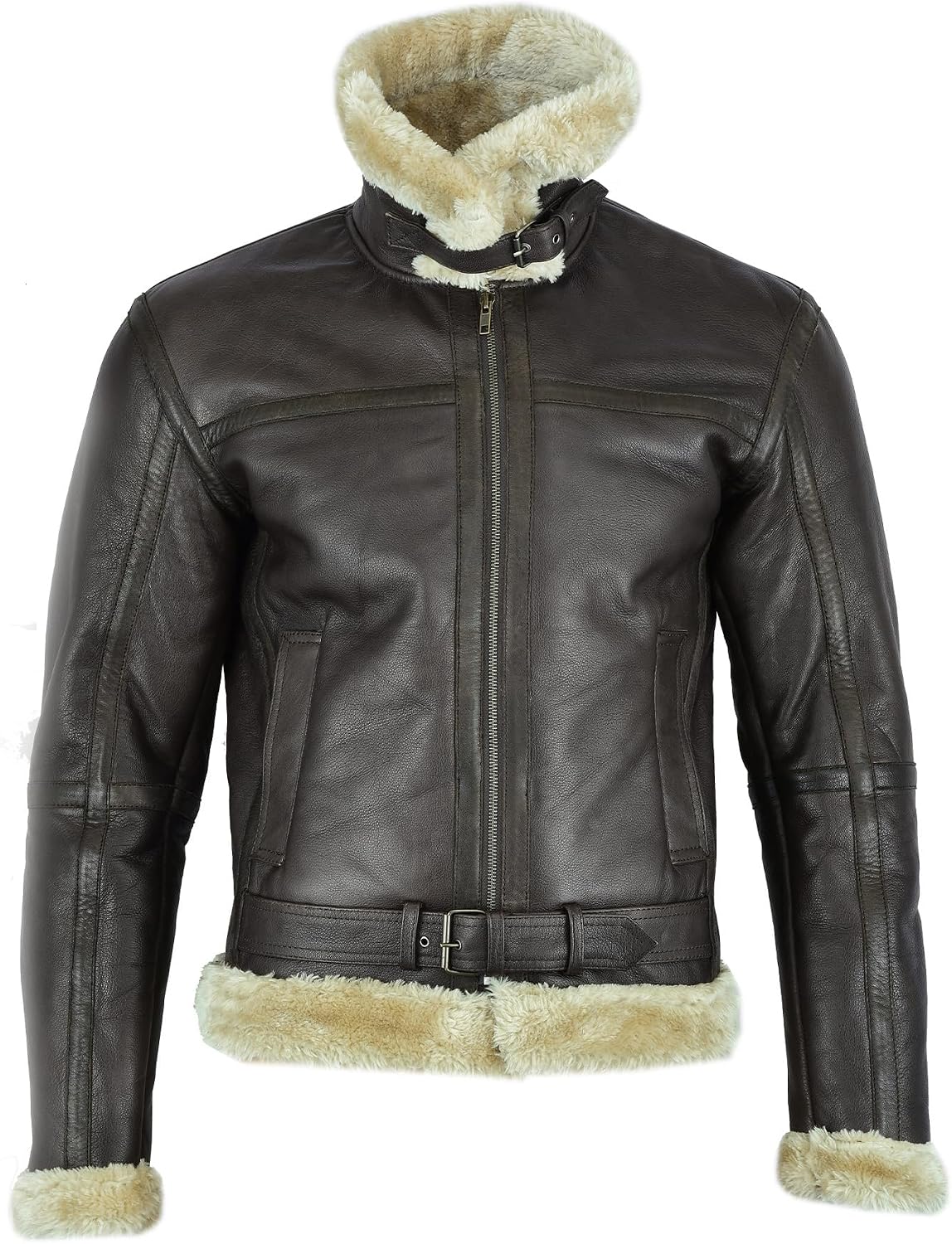 Men’s Shearling Aviator Leather Jacket – Vintage Flight Style Winter Outerwear