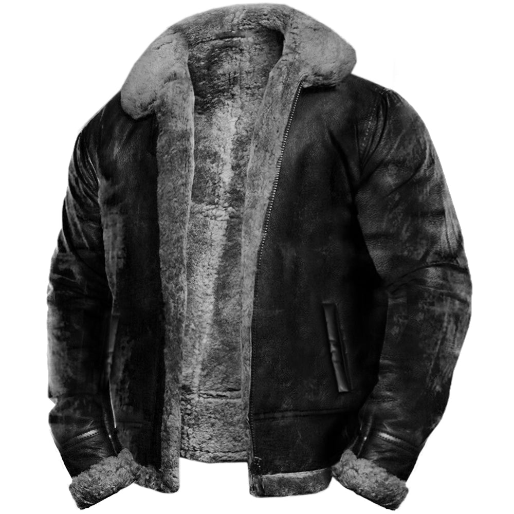 Men's Shearling Aviator Jacket | Faux Leather Bomber