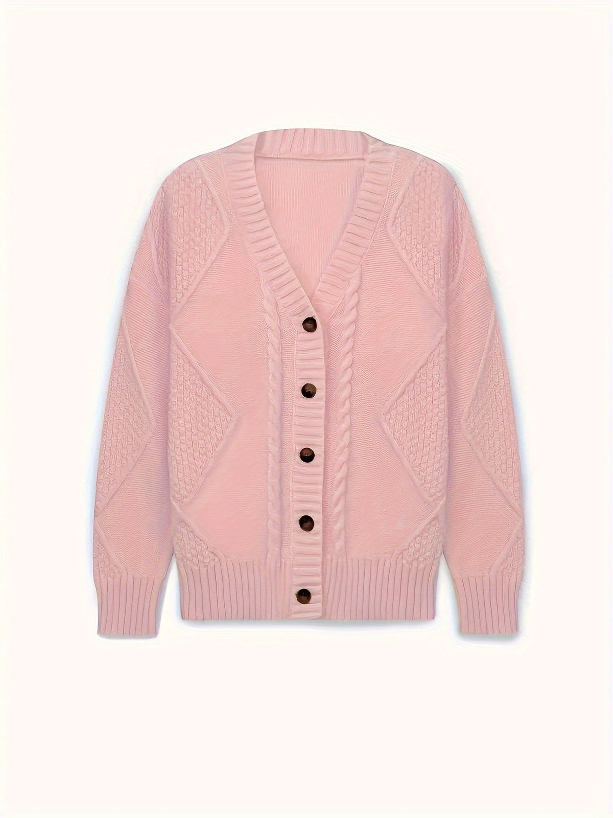 Jane | Textured Cable Knit Button-Front Cardigan