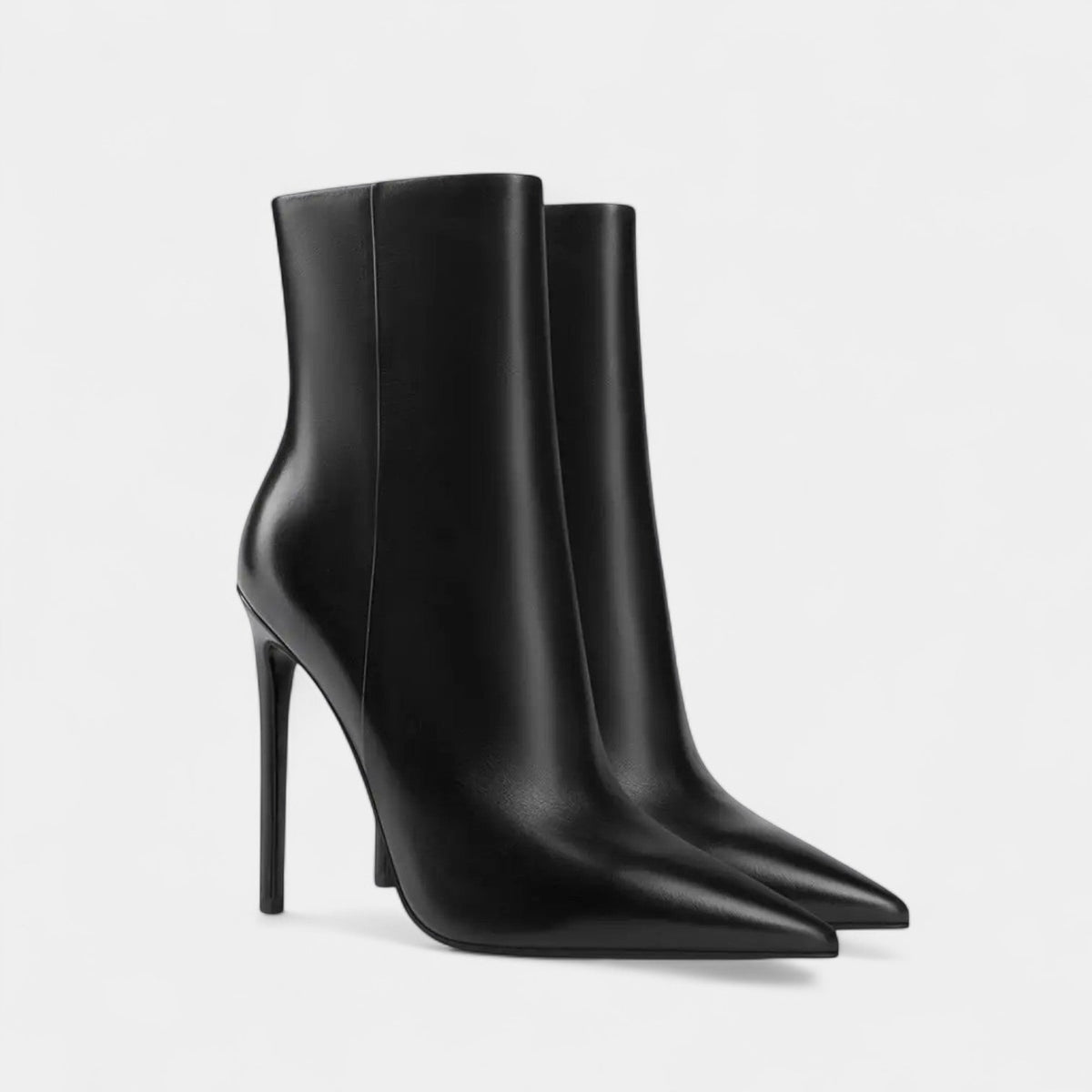 Women's Elegant Pointed Toe Ankle Boots with High Stiletto Heels and Sleek Smooth Finish – Slim Silhouette Pull-On Dress Boots for Sophisticated Office Wear and Formal Autumn Evening Outfits