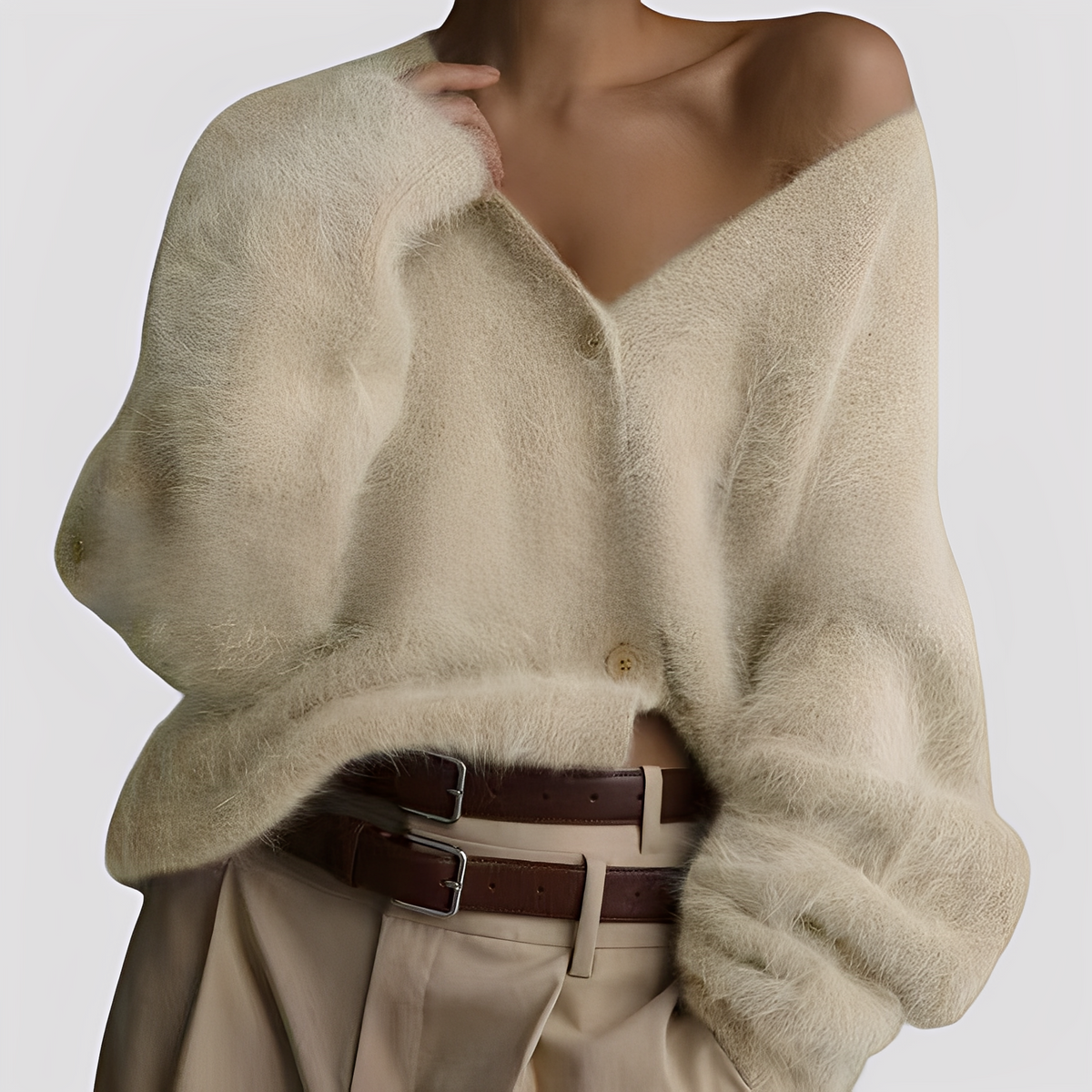 Lavena - Comfortable sweater with button placket