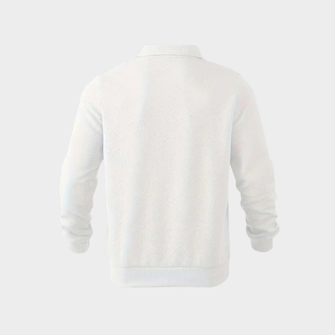 Men's Half-Zip Sweatshirt | Textured Knit Polo Collar