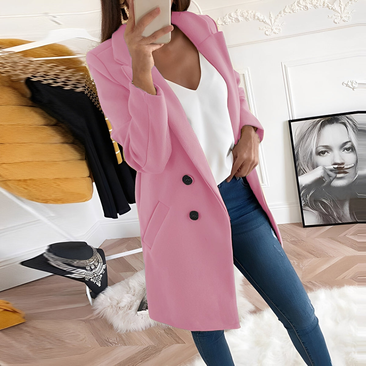 Chantal - Stylish long winter coat women